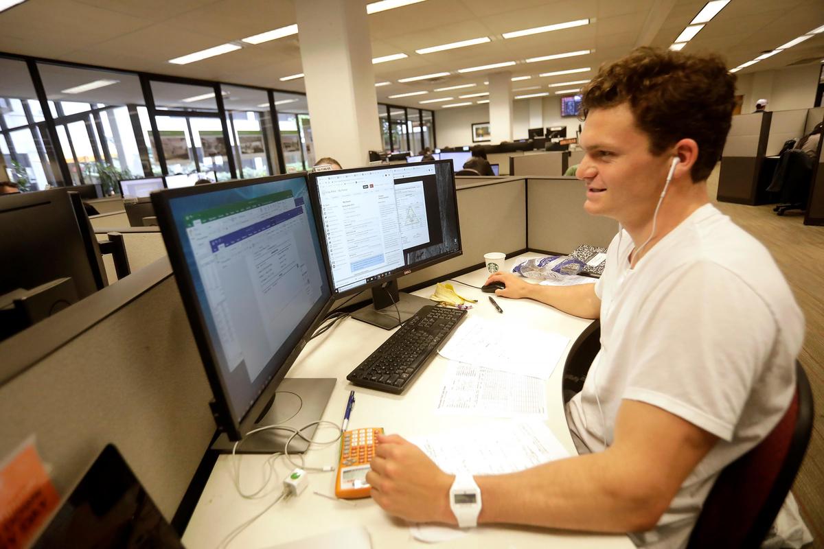 Brayden Mahoney, an environmental engineering student, studies inside Cal Poly’s Kennedy Library. The university accepted only 28% of freshman applicants for fall 2019.