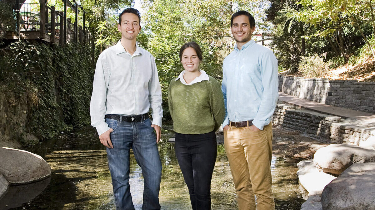 Chad Kihm, left, Jasmine McDermott and Robert Zacks of Z Living Systems.