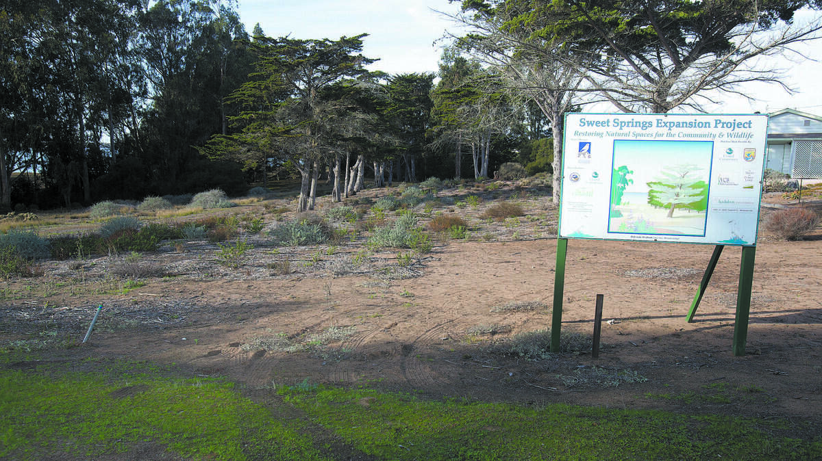 A sign, above, marks the area of the East Sweet Springs expansion area in Los Osos.
Photo by Laura Dickinson 11-23-14