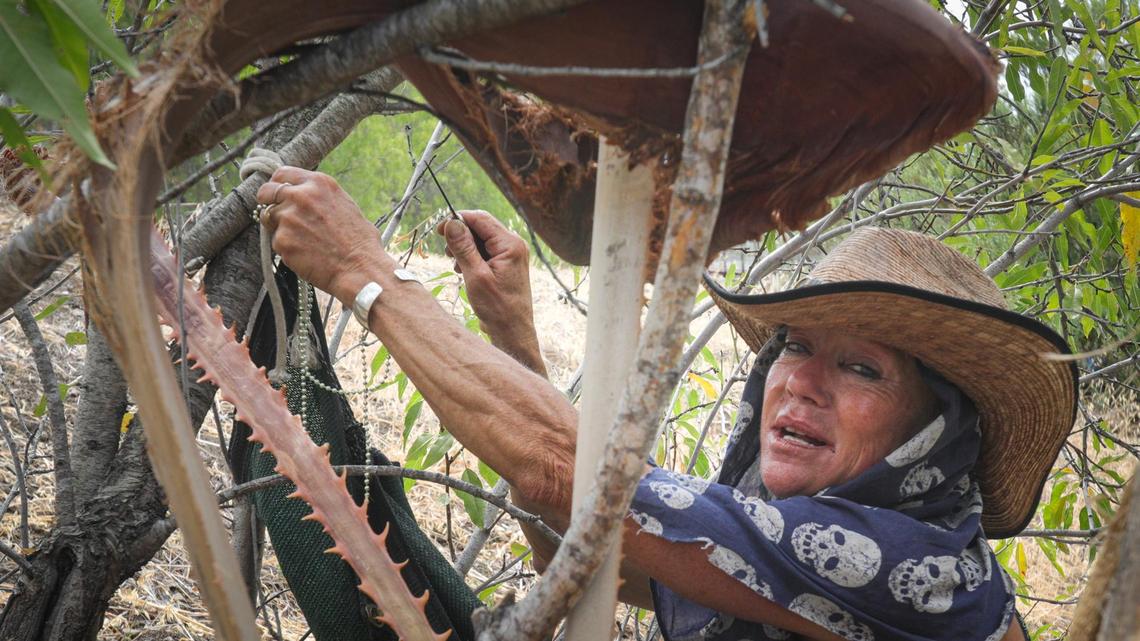 She declined to give her name as she dismantled her camp. She said in her former life had been an emergency room nurse but had been living outside for almost a decade. San Luis Obispo cleared a homeless camp along the Union Pacific Railroad tracks north of Pepper Street on Aug. 4, 2022.