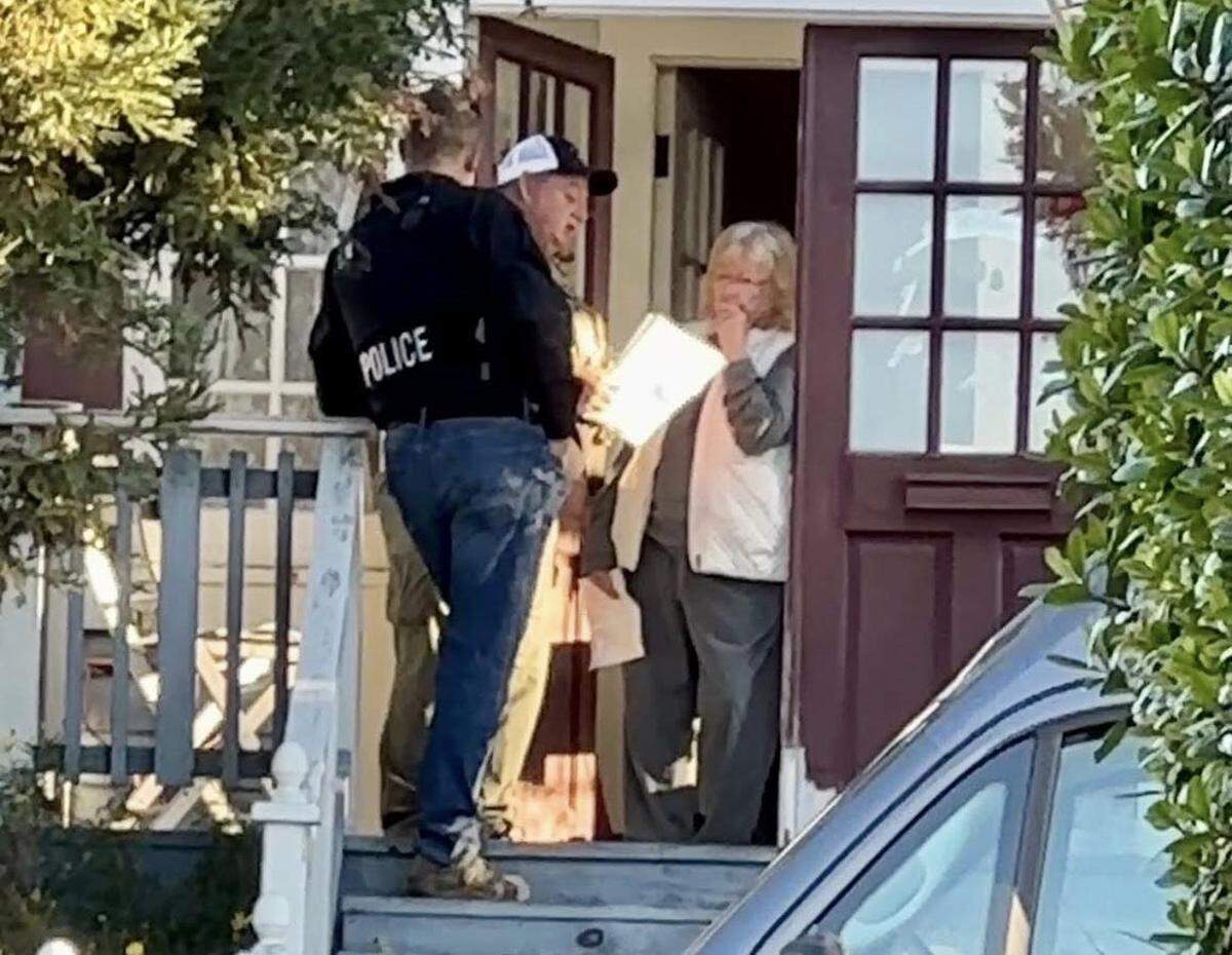 Investigators serve a search warrant to Susan Flores at her home on East Branch Street in Arroyo Grande on Wednesday, May 6, 2026, in the Kristin Smart murder case.