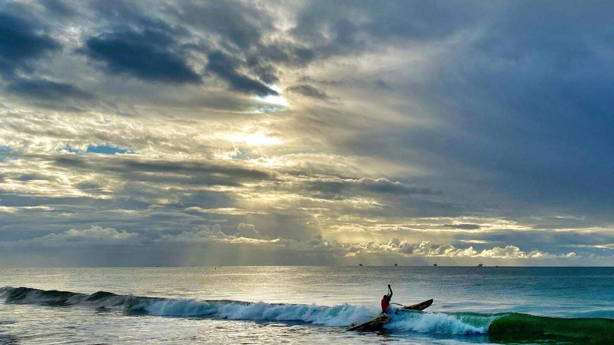Sea levels offshore of Santa Barbara, shown here in January 2021, are expected to accelerate significantly in coming years.