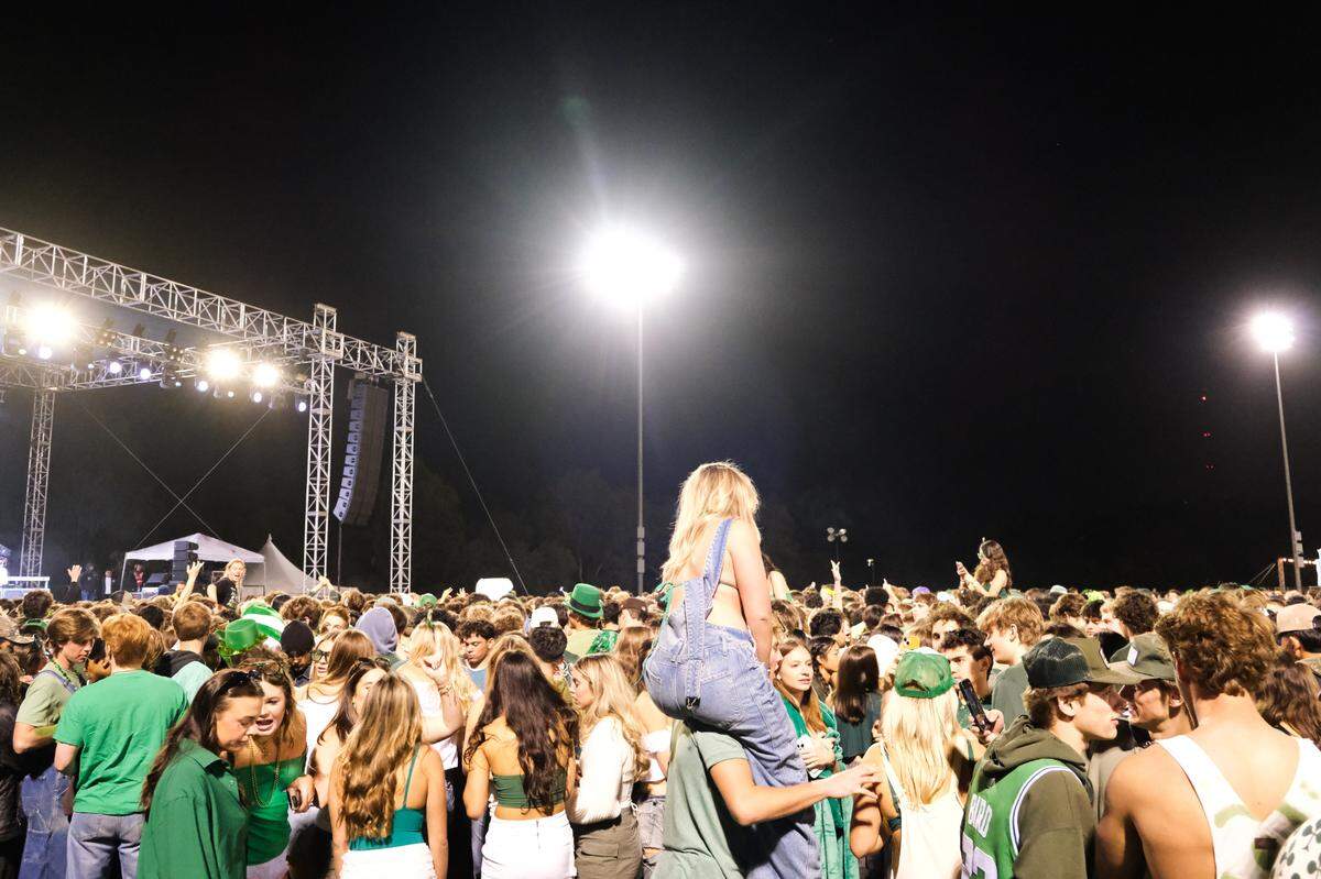 Cal Poly students get ready to see Galantis perform at Cal Poly’s “Morning on the Green” music festival on March 15, 2025. The festival was sponsored by the university to give students a safer option instead of partying in the streets on St. Fratty’s Day.