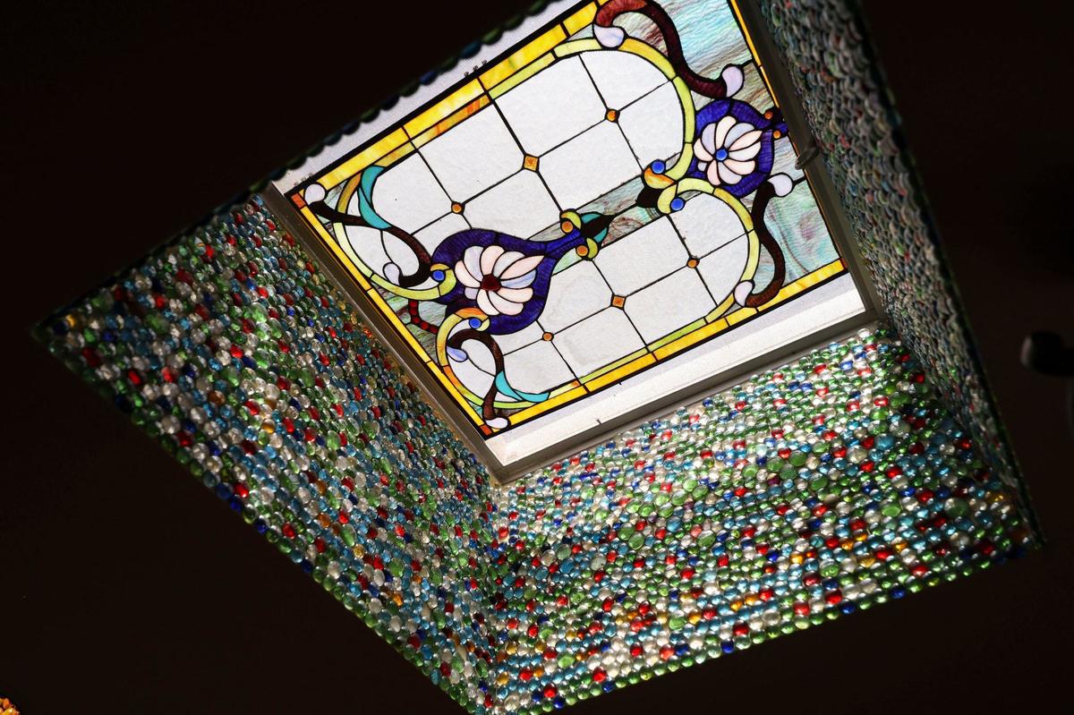 Multi-colored tiles accent a kitchen skylight in the San Luis Obispo home owned by Bruce and Suki Mason, seen here on May 10, 2024.