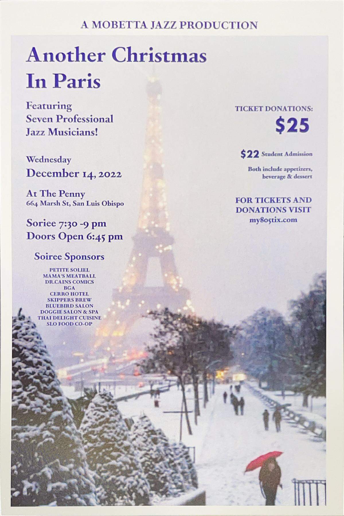 This flier for Deborah Gilmore’s next show, is themed after Paris, a place Gilmore said she hopes to visit one day.