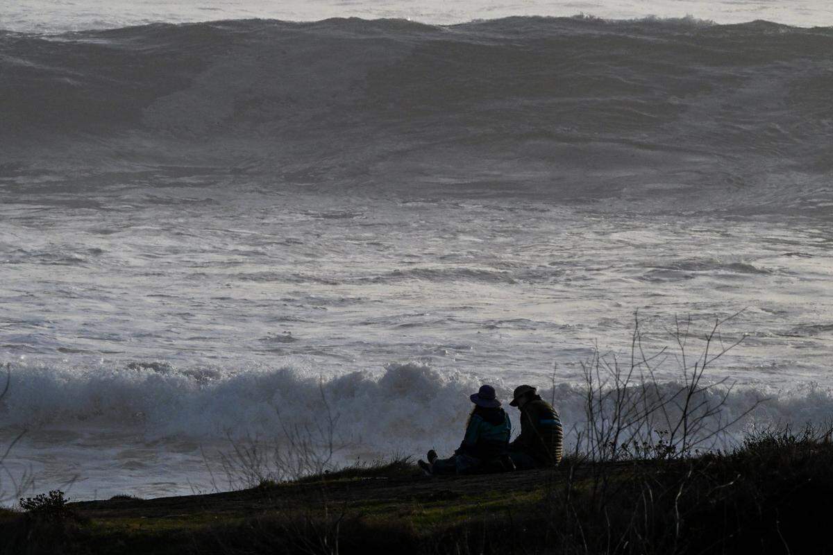 Estero Bluffs State Park on Dec. 23, 2024, as strong waves slammed the Central Coast, breaking loose a piling from the Cayucos pier.