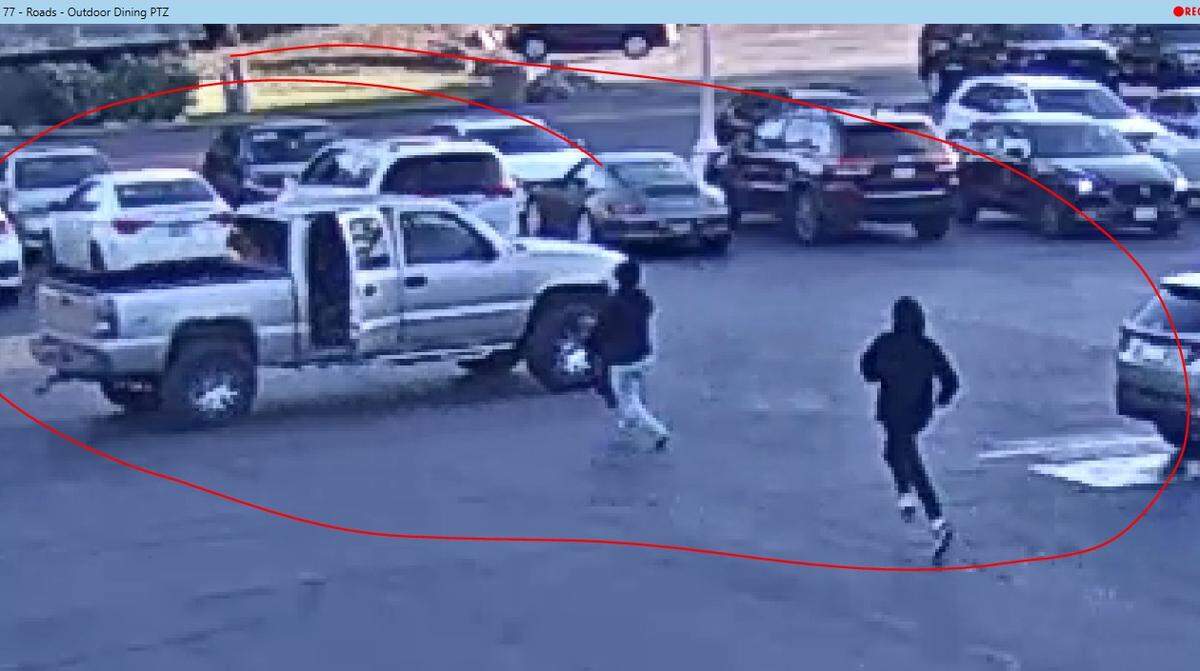 Two young men in black hoodies and medical masks were seen stealing the welcome rug from the Madonna Inn steakhouse on the afternoon November 16, 2024. This is the fifth time the rug has been stolen in four years.