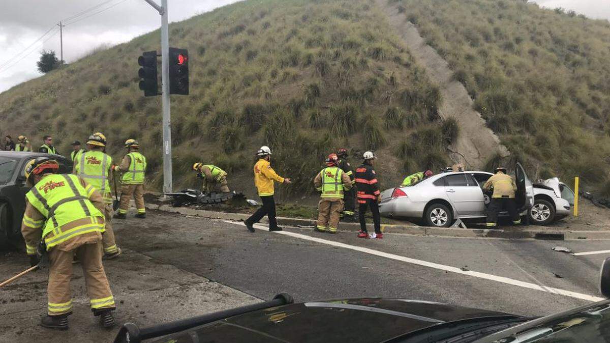One person received minor injuries and another was extricated from a vehicle in a two-car crash on Highland Drive and Santa Rosa Street in San Luis Obispo on Tuesday morning.