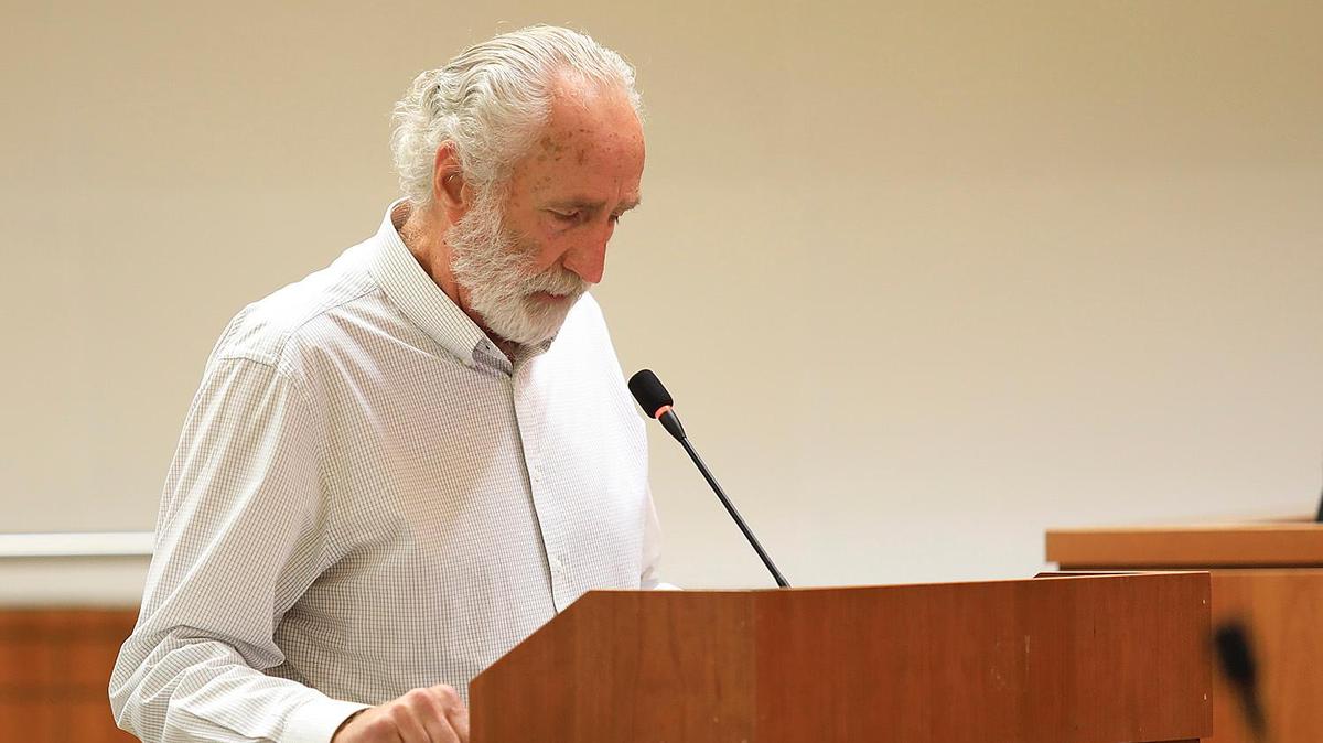 Richard Patten, who drew an election map that would dramatically alter SLO County’s supervisor districts, shares comments before the Board of Supervisors at a hearing on Friday, Nov. 19, 2021. Patten’s map is one of two finalists.