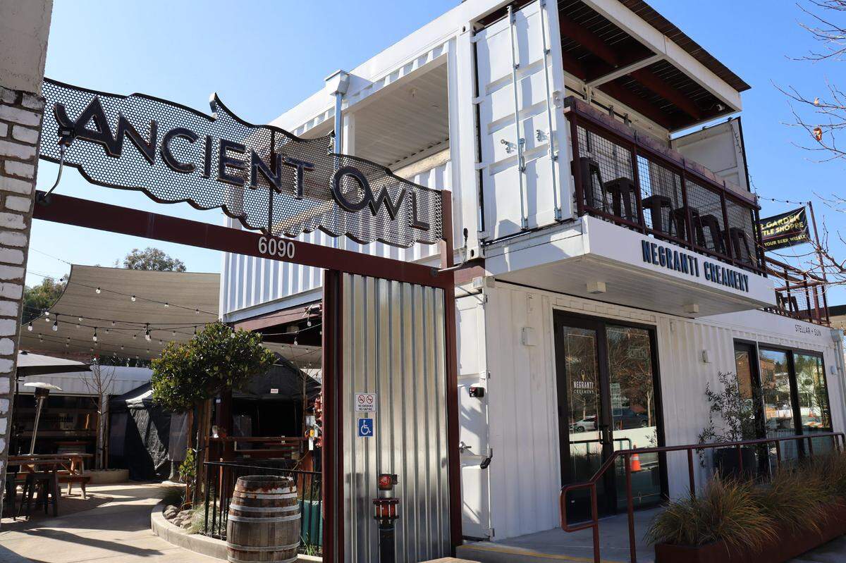 The Block Shops, located at 6090 El Camino Real was built in 2021 by Z Villages Real Estate using seven repurposed shipping containers to bring an experiential retail center to flourishing downtown Atascadero. Ancient Owl Beer Garden and Negranti Creamery take up two of the three lease spaces.