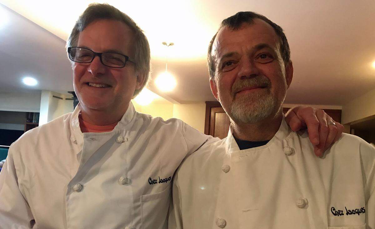 Brothers Sean and Brian Tanner, sons of Cambrian columnist Kathe Tanner, show off chef coats they’ve inherited.