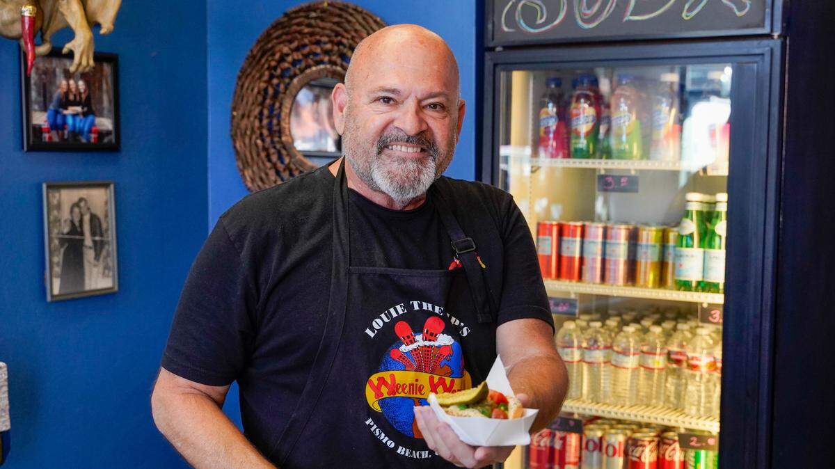 Louie Maglieri, owner of Louie the Lip’s Weenie World, plans to serve Chicago-style hot dogs and Italian food on Pomeroy Avenue in Pismo Beach. Pictured above on July 2, 2024. A former Fresno restaurant owner, Maglieri moved to San Luis Obispo County after a fire and problems with the city’s response to homeless residents caused him to close his business.