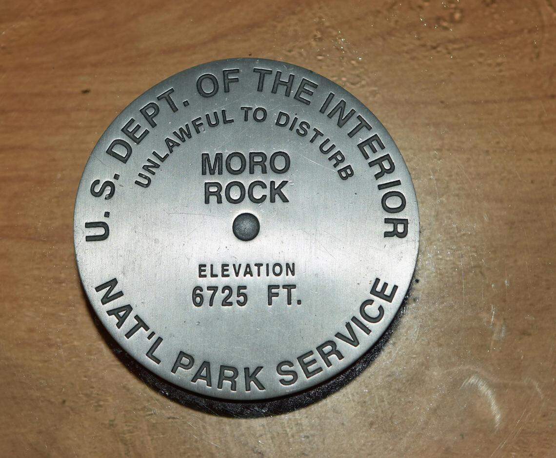 This survey marker is located on Moro Rock in Sequoia National Park.
