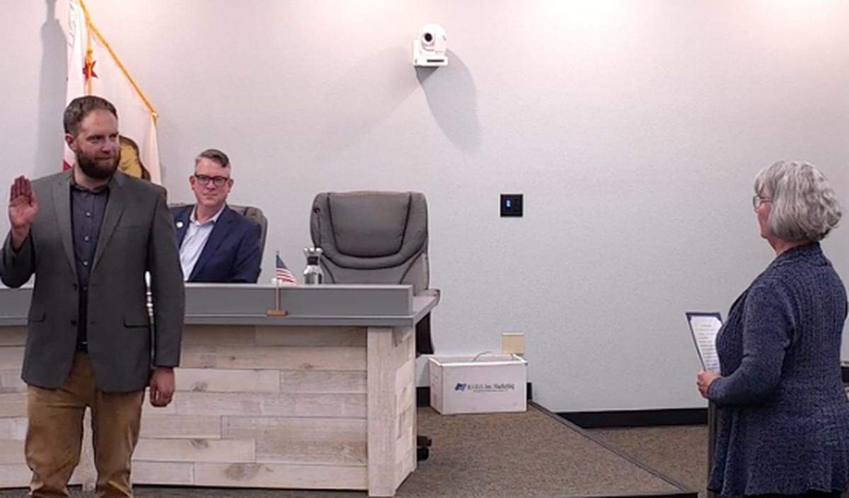 Newly-appointed Grover Beach City Council member takes the oath of office April 24 at Grover Beach City Hall. Zimmerman was appointed to the District 3 seat following the resignation of former council member and Mayor Pro Tempore Anna Miller.