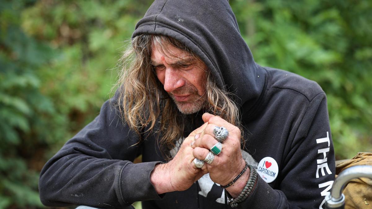 Curtis, 53, has been to the shelter at 40 Prado but found the rules about coming and going too restrictive. San Luis Obispo cleared a homeless camp along the Union Pacific Railroad tracks north of Pepper Street on Aug. 4, 2022.