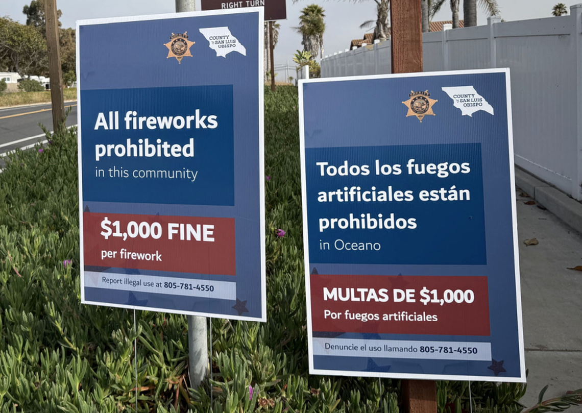 San Luis Obispo County cracked down on illegal fireworks with new increased fines on the July 4, 2025, weekend. The county printed 40 signs about the fines and posted them in the coastal communities of Cayucos and Oceano.