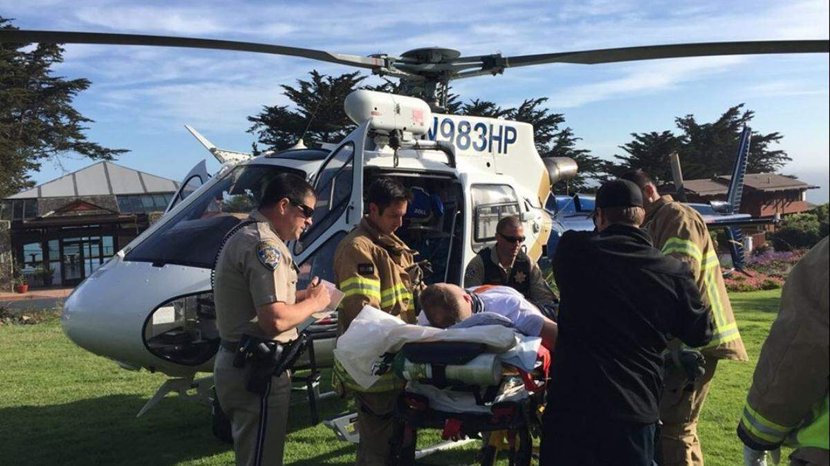 A motorcyclist was seriously injured in a crash on Highway 1 north of Ragged Point on Wednesday afternoon. He was airlifted to Sierra Vista Regional Medical Center in San Luis Obispo.