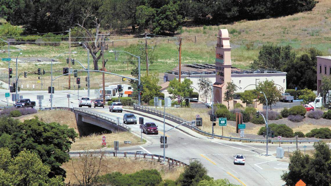 This view of the Del Rio Road overpass over Highway 101 in Atascadero looks toward El Camino Real and the site of the proposed Walmart store in 2012.