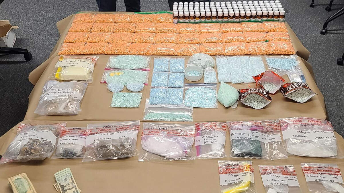 A drug arrest in San Luis Obispo on Feb. 3, 2022, netted a huge cache of illegal narcotics, including fentanyl, cocaine, meth, LSD, opiods and more. The seized drugs have a street value of more than $1 million, the Police Department said.