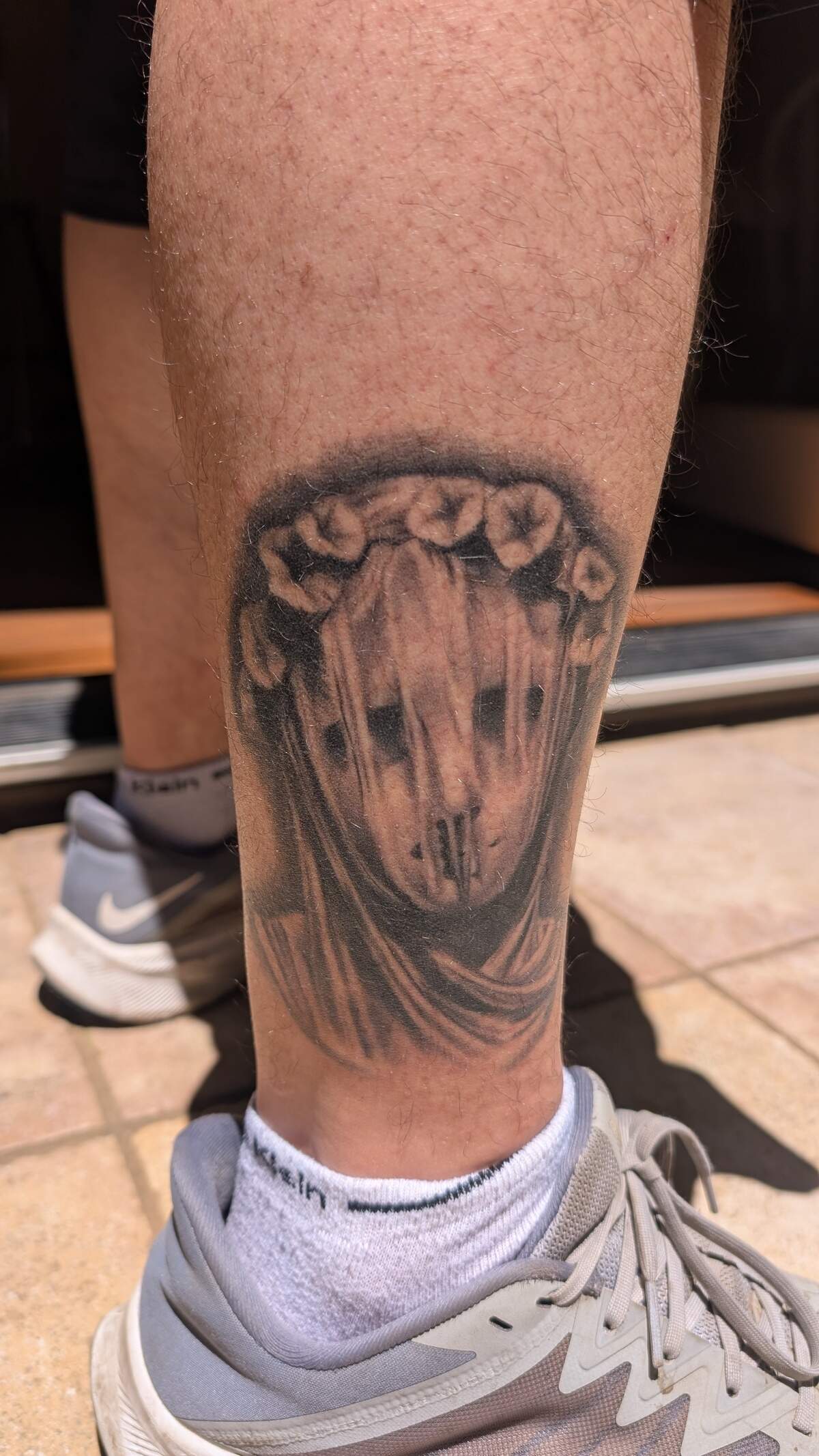 This right-calf tattoo was created by Carlton Rodgers, tattoo artist and owner of Cambria’s new 3Left Tattoo studio.