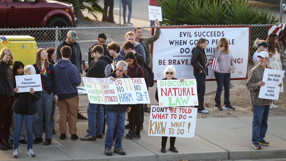A protest promoted by Moms for Liberty was held at the corner of Valley Road and Fair Oaks Avenue on Dec. 6, 2023. They were met with a group of counter protesters supporting the LBGTQ community.