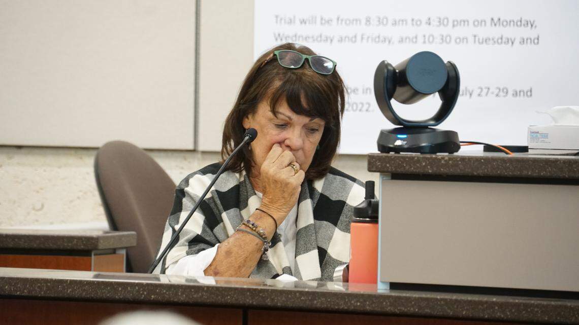 Denise Smart testifies on Day 2 of the trial against Paul and Ruben Flores for the murder of her daughter, Kristin Smart, in Monterey County Superior Court in Salinas on July 21, 2022.