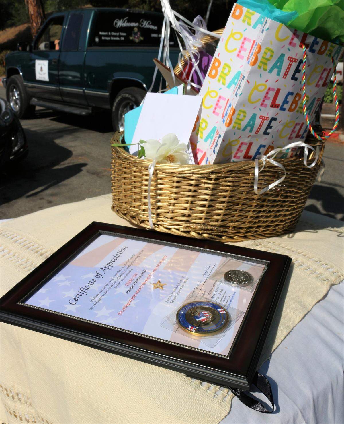 Dr. Joseph Abrahams, who turned 104 on Sunday, received a certificate of appreciation for his military service.
