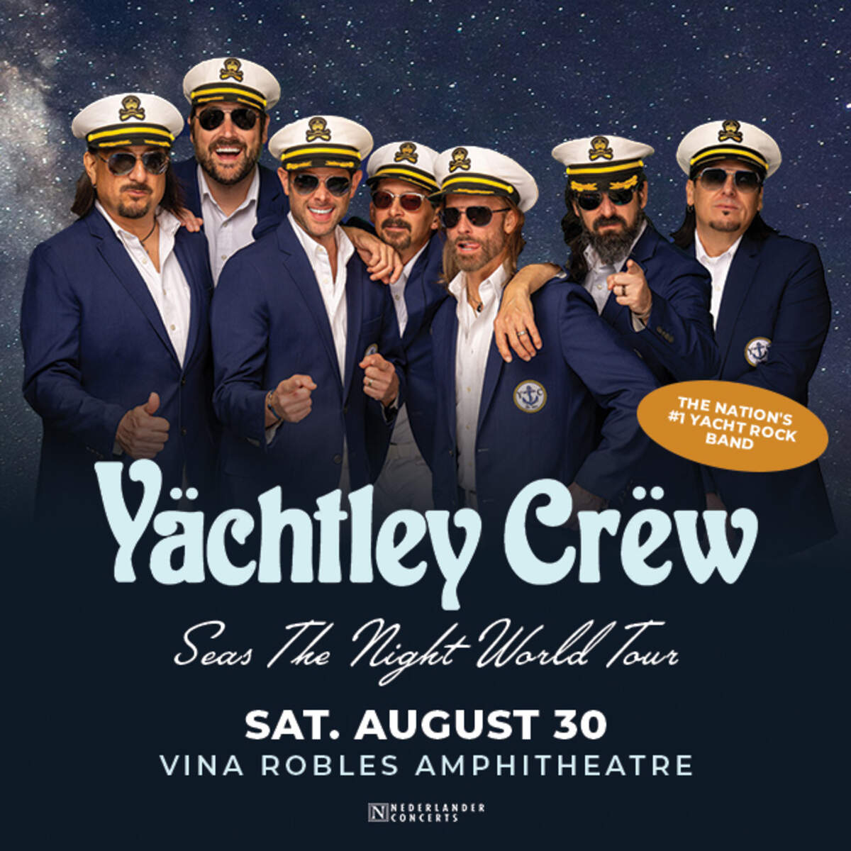The “nation’s No. 1 Yacht Rock band,” Yachtley Crew, are set to return to&nbsp;Vina Robles on Saturday, Aug. 30, at 8 p.m.