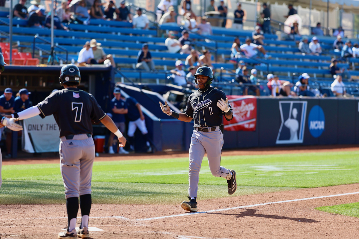 Cal Poly’s Casey Murray Jr. heads home after blasting a home run to extend the Mustangs’ lead to 4-0 in the sixth inning of the Big West Championships. Cal Poly beat UC Irvine 6-4 on May 25, 2025, to win the tournament and the conference’s automatic bid to the NCAA Regionals.