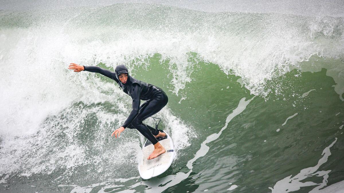 More than a dozen surfers take advantage of the waves at Cayucos on Monday, Jan. 4, 2020. The National Weather Service issued a high surf warning for San Luis Obispo and Santa Barbara counties.