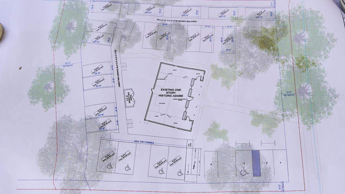 The Waterman Village project calls for turning the Rosa Burton de Canet Adobe, a historic property on Dana Street near the San Luis Obispo Children’s Museum, into 20 units of affordable tiny homes.