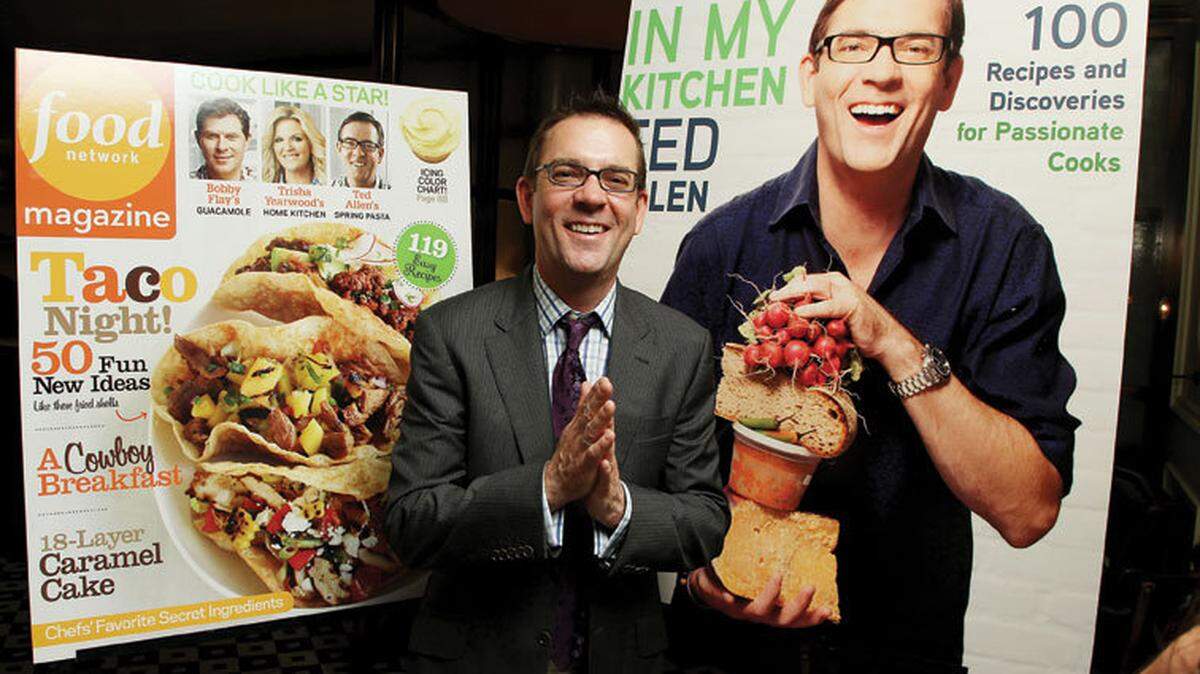TV personality Ted Allen poses at a launch party for his latest cookbook, “In My Kitchen: 100 Recipes and Discoveries for Passionate Cooks,” in New York.