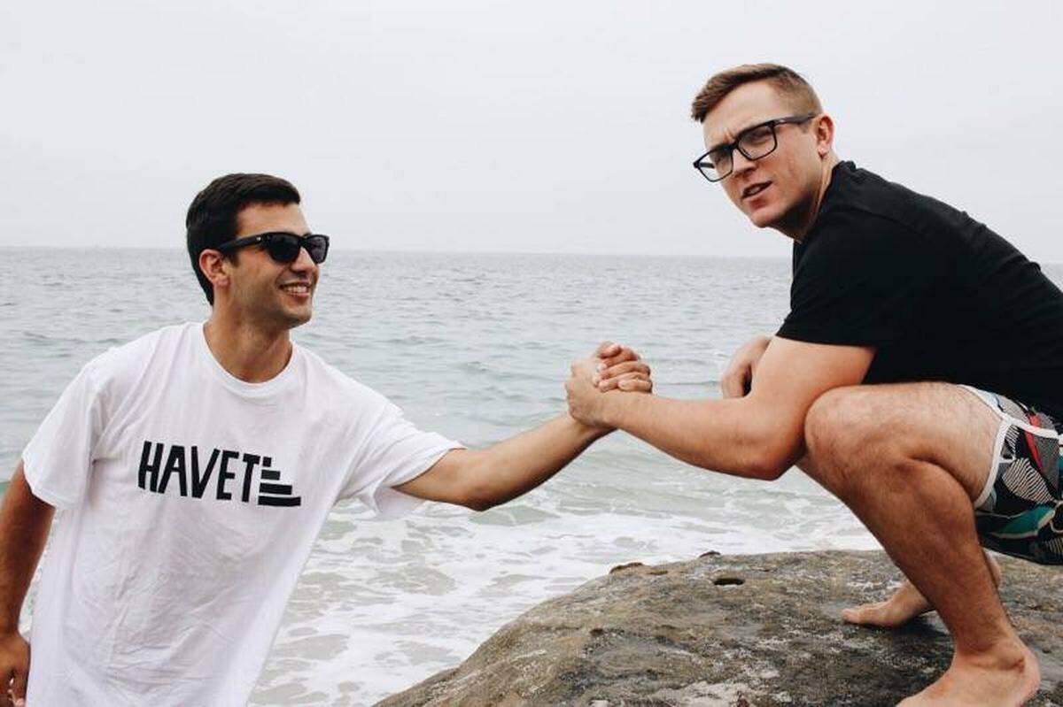 Ben Rydberg, left, with Jordan Boner, right, in San Diego.
