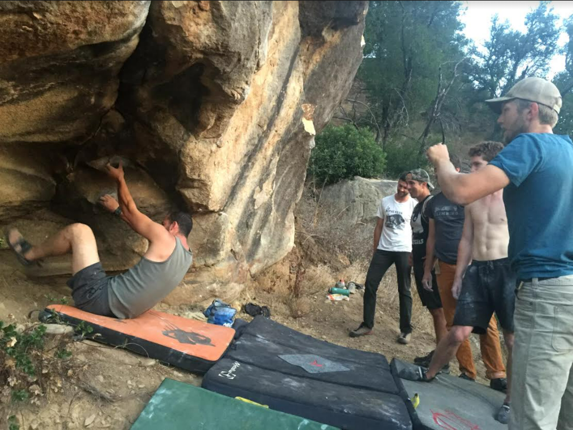 An undated photo shows Edward “Eddie” Giron, left, during a climbing session. Friend Nasim Delavari said Giron was known among the San Luis Obispo climbing community to free climb in sandals.