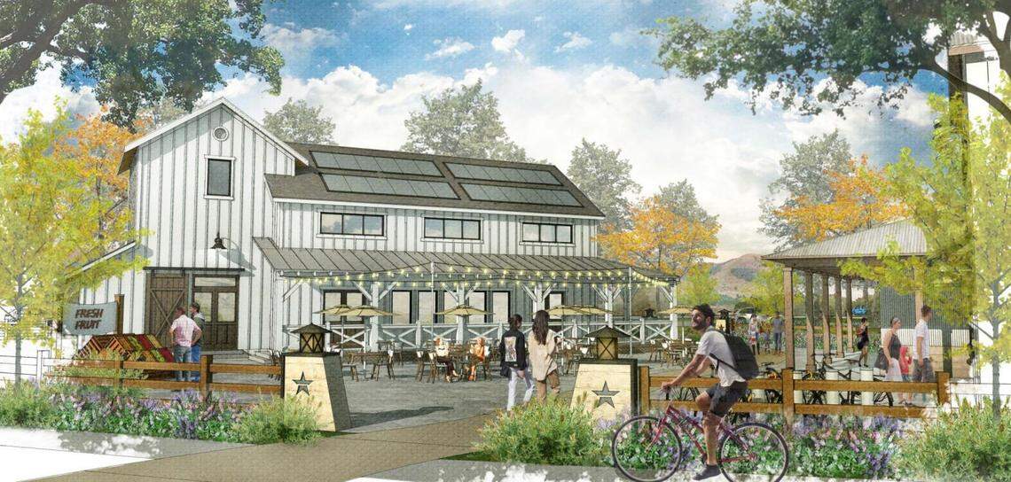 A rendering of the neighborhood barn in the proposed Dana Reserve in Nipomo.