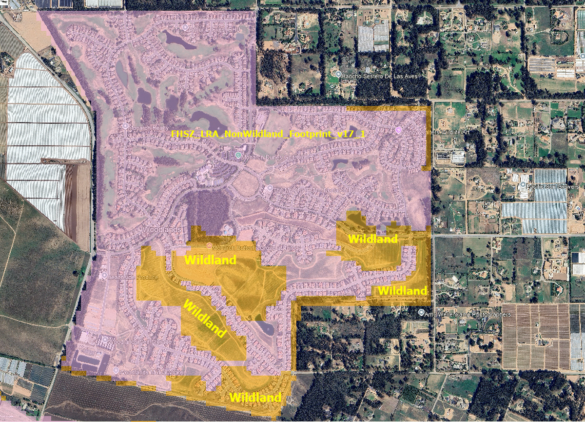Nipomo resident Anthony Ansolabehere said his home at Trilogy at Monarch Dunes was incorrectly put in a “very high” fire hazard zone by Cal Fire, who he said used an outdated 2015 map that shows a eucalyptus grove where his home his. Cal Fire said they overrode the 2015 data, but Ansolabehere said the “override” layer still considered his property “wildland” — another label indicative of a eucalyptus forest.