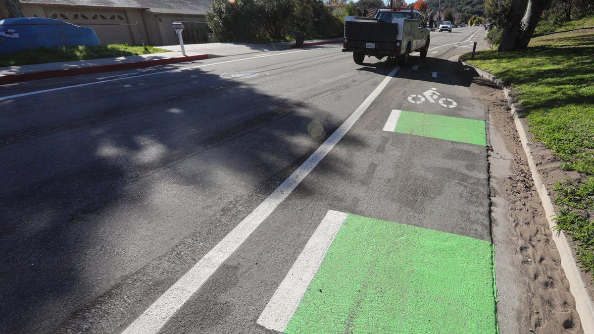 Tally Ho Rd. in Arroyo Grande has been restriped between James Way and Highway 227 with bicycle lanes leading to much community comment.