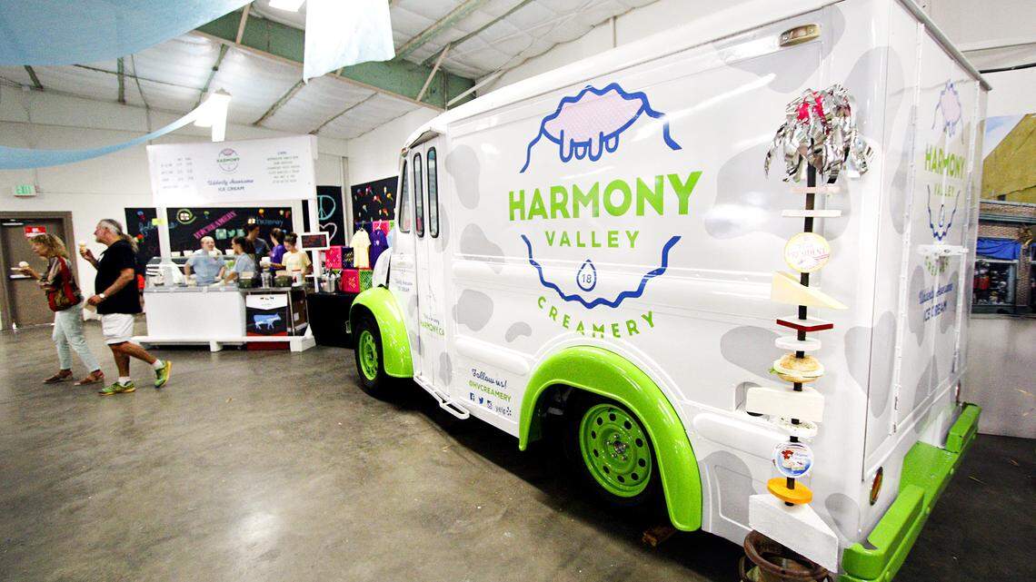 This old milk delivery truck on display at the California Mid-State Fair has been transformed into an ice cream truck.