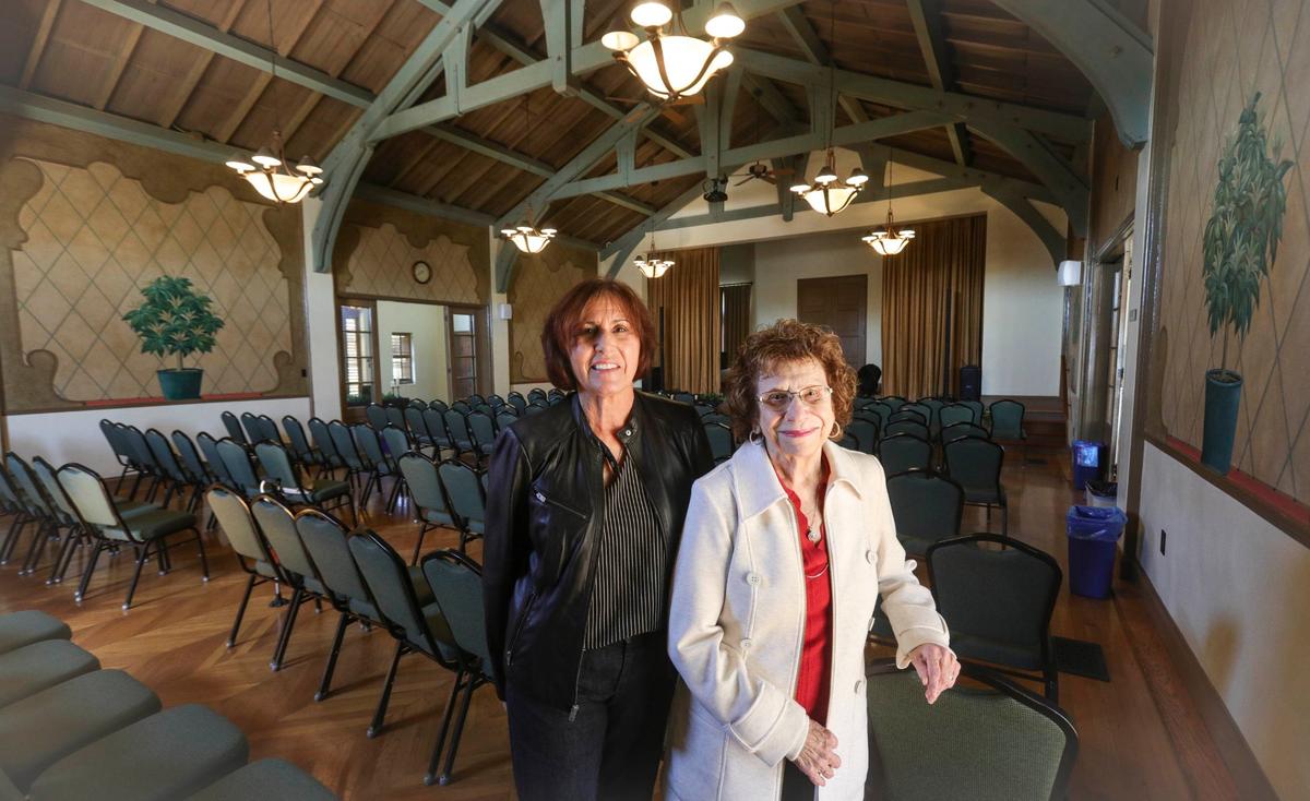 Dawn Turner, left, Monday Club president, and Gerry Johnson, who has been a club member since 1963. The Monday Club women’s club is celebrating 100 years, and the members continue to be active in community service. Famed Hearst Castle architect Julia Morgan designed the building, seen here on Monterey Street near Grand Avenue, on Sept. 20, 2024.
