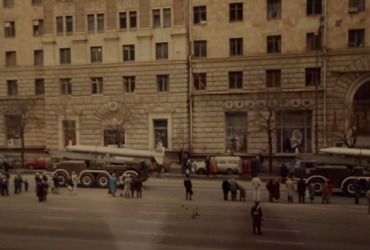 Missiles line the streets for an annual Soviet May Day Parade. Susan Miller, Cal Poly graduate, worked in Moscow as an undercover agent for the CIA.