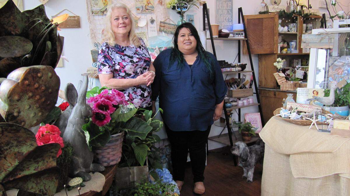 Pam Jump, left, and Maira Arellanos joined forces to open a new shop, Cambria Flowers and Inspirations, at 719 Main St., Suite A.