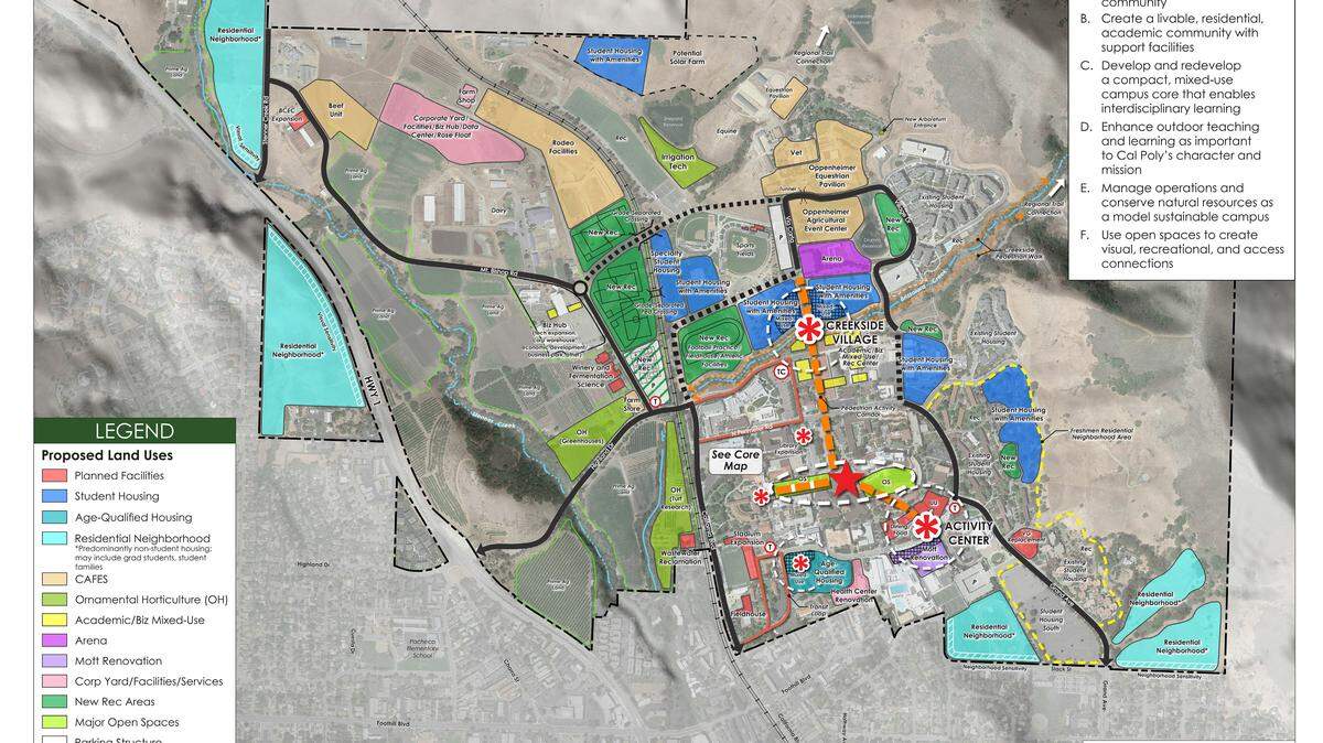 Map of the Cal Poly's latest Master Plan Update draft.