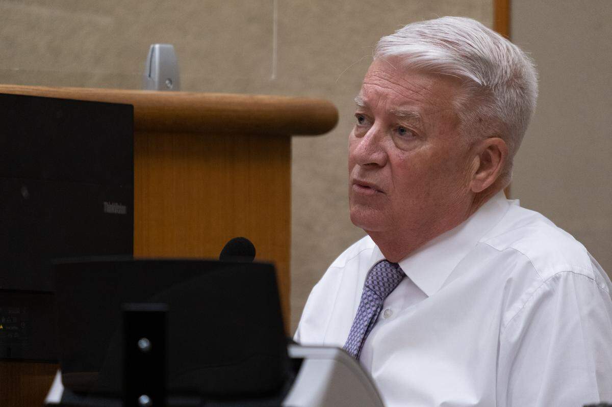 Forensic psychiatrist David Fennell testifies in the trial against Stephen Deflaun in San Luis Obispo Superior Court on Apr. 24, 2023
