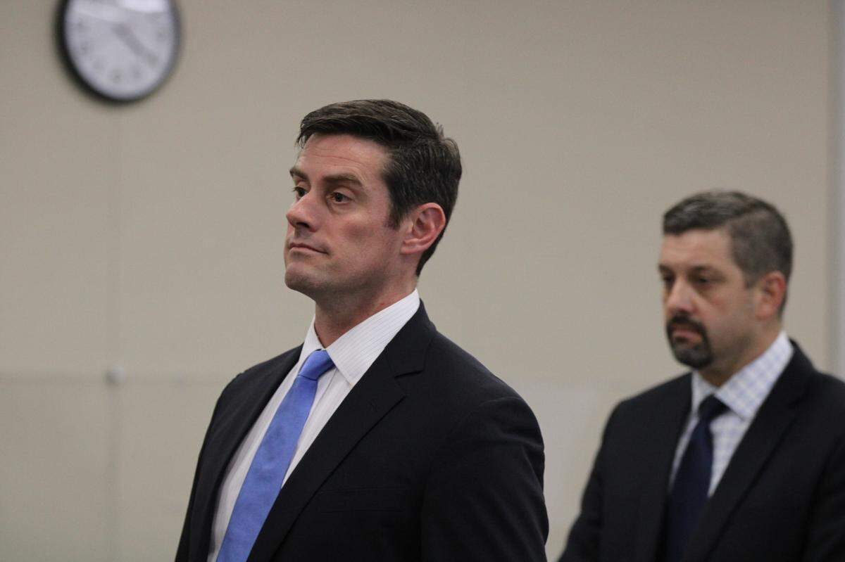 San Luis Obispo County District Attorney Chris Peuvrelle, who is trying the case against Paul and Ruben Flores for Kristin Smart’s murder, inside the Monterey County Superior Court in Salinas on Aug. 16, 2022.