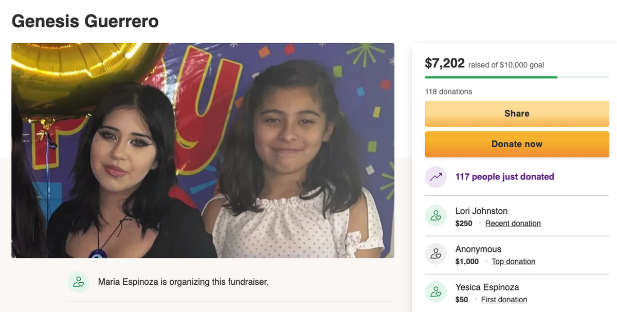 A Gofundme page is raising money for Genesis “Geny” Guerrero, who died when she was hit by a train in Paso Robles on Monday, Feb. 7, 2022.
