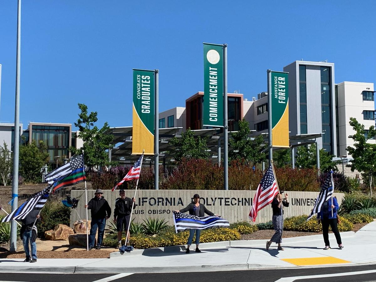 A funeral service for Detective Luca Benedetti was held at the Cal Poly Performing Arts Center on Thursday.