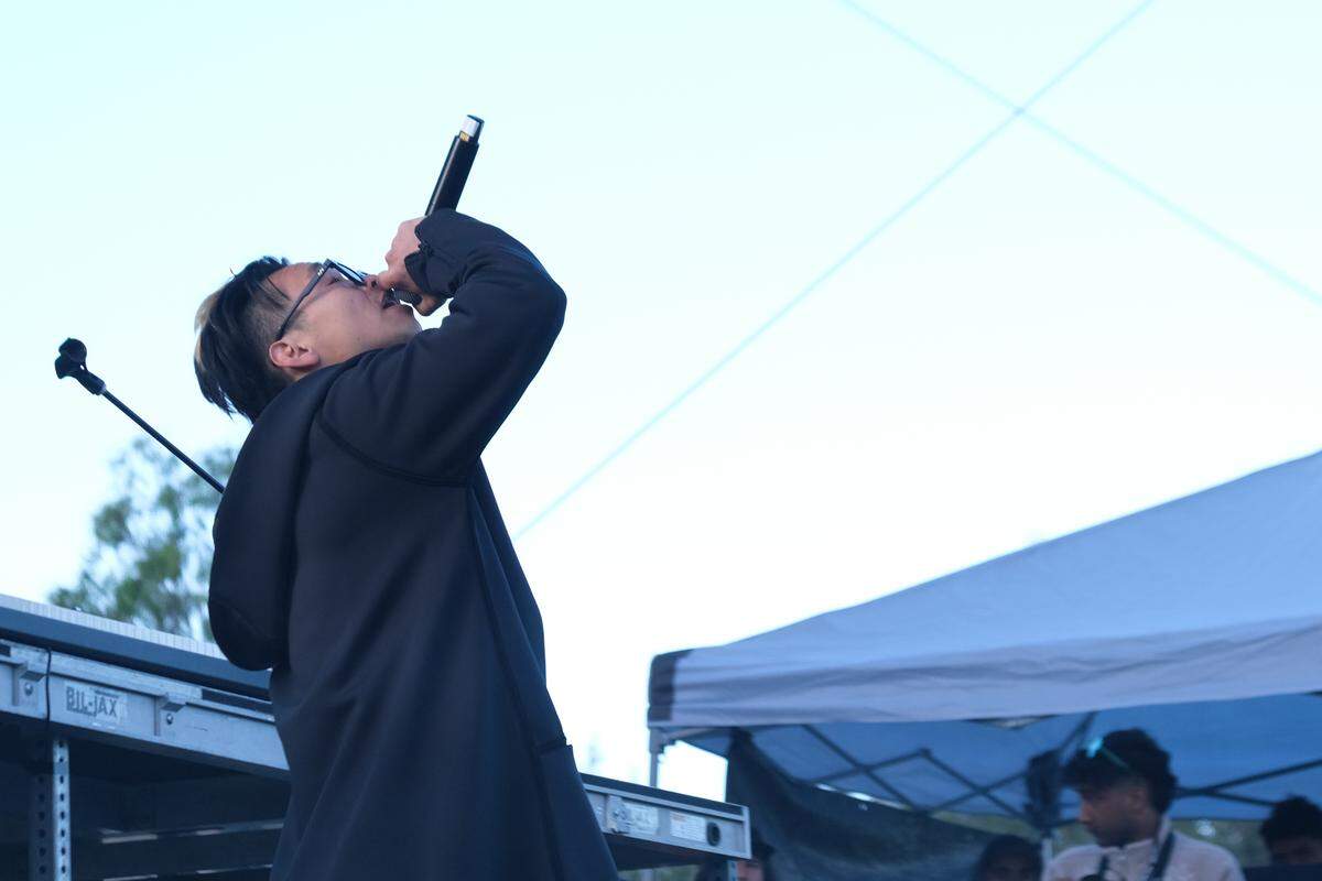 EDM artist Zhu performs at Cal Poly’s “Morning on the Green” music festival as the sun rises on March 15, 2025. The festival was sponsored by the university to give students a safer option instead of partying in the streets on St. Fratty’s Day.