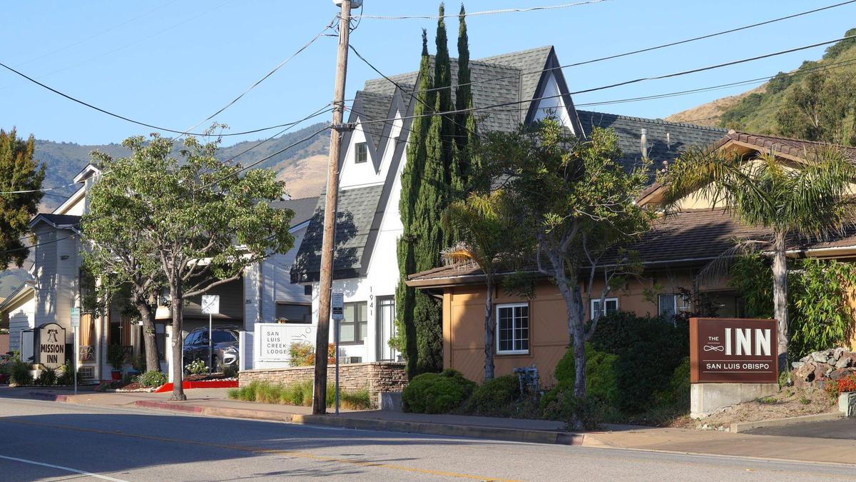 Monterey Street has a large concentration of hotels near Cal Poly, as seen on June 11, 2024. Here the Mission Inn, San Luis Creek Lodge and the San Luis Obispo Inn are all side by side.