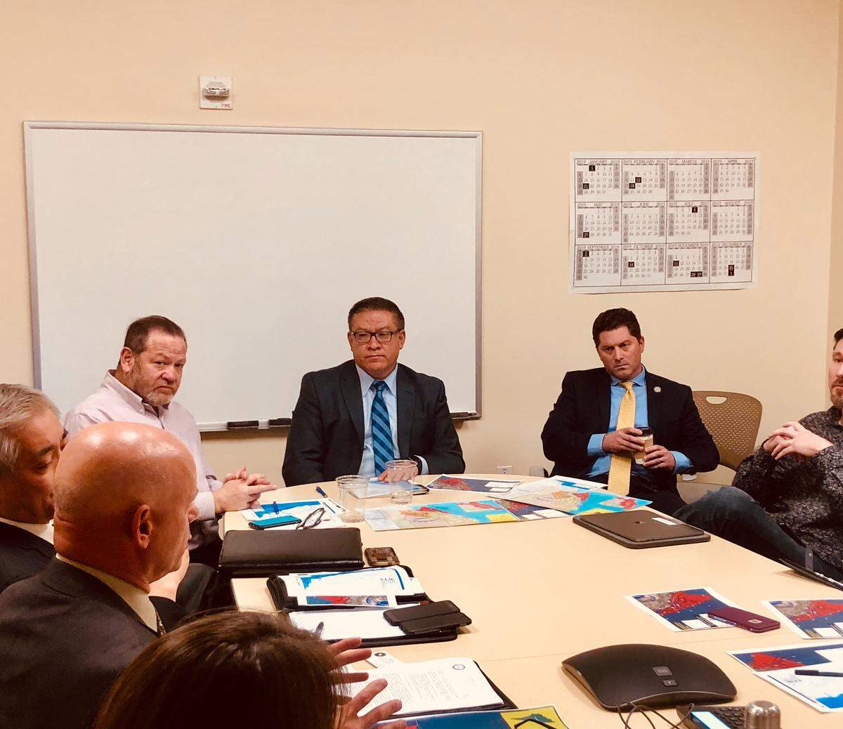Third District Supervisor Adam Hill, Congressman Salud Carbajal and Assemblyman Jordan Cunningham meet with Department of Defense officials regarding the Navy’s concerns about offshore wind development in San Luis Obispo County.