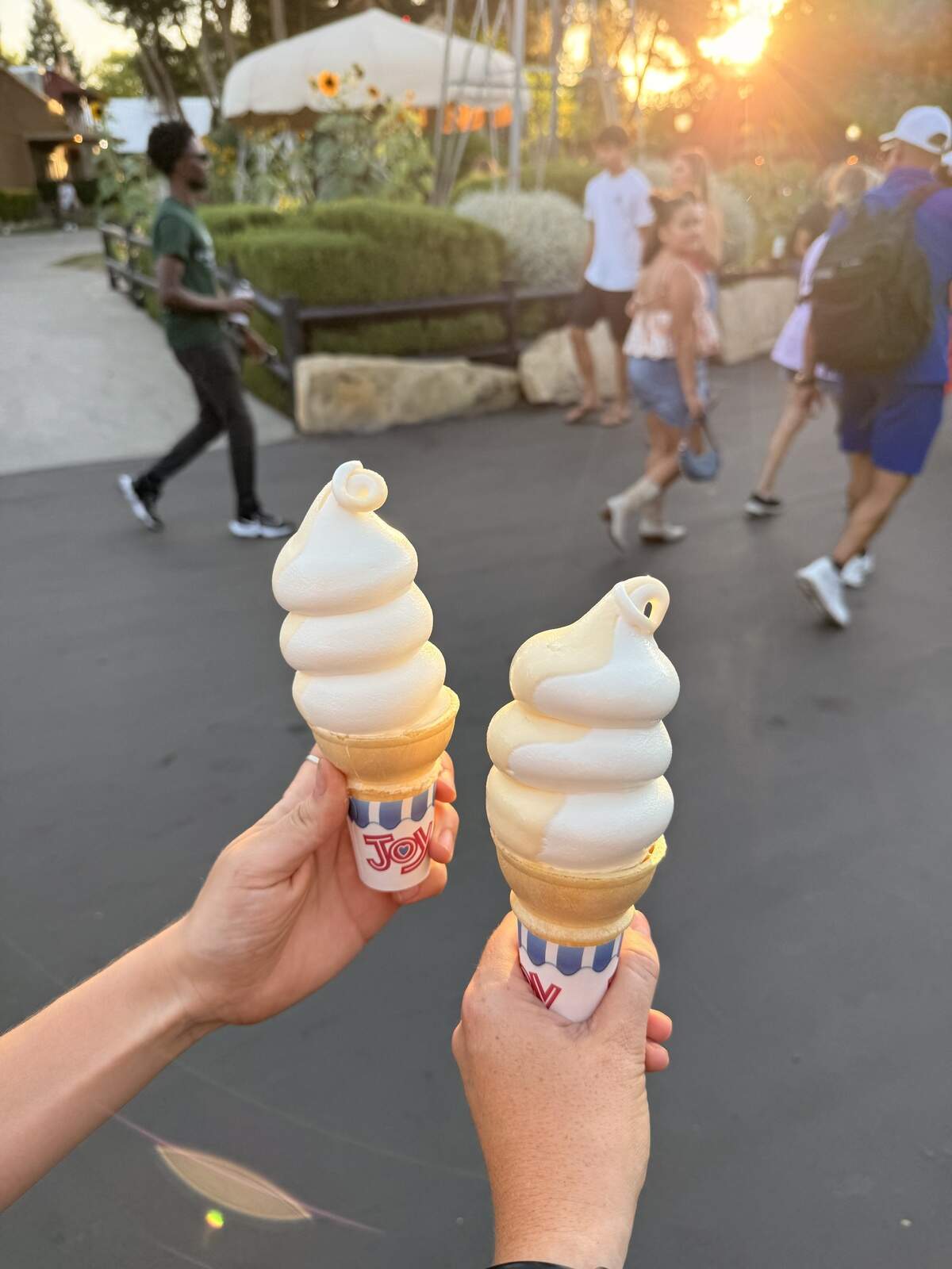 Reporters Claire Cleary and Libbey Hanson try a Dole Whip cone at the Mid-State Fair in Paso Robles on July 15, 2026.